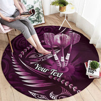 Personalised All Pink New Zealand Darts Round Carpet Aoteroa Fern Maori Galaxy Style LT14 - Polynesian Pride