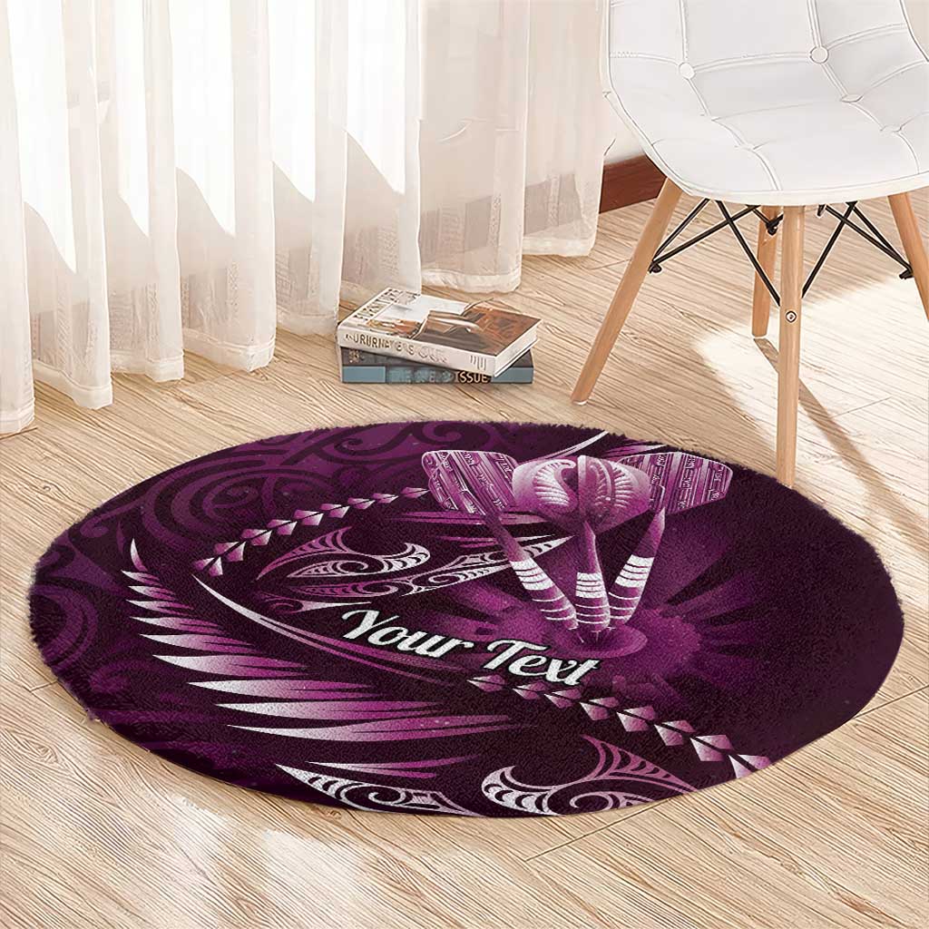Personalised All Pink New Zealand Darts Round Carpet Aoteroa Fern Maori Galaxy Style LT14 - Polynesian Pride