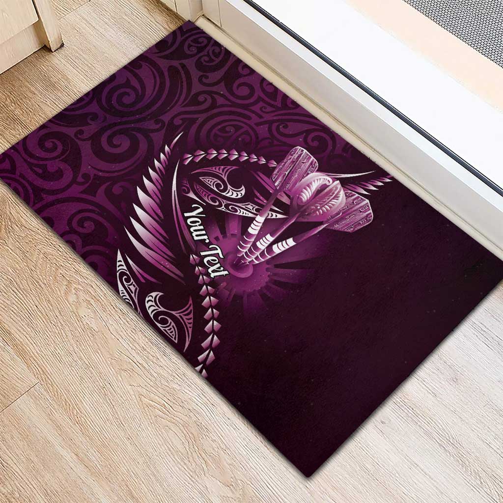Personalised All Pink New Zealand Darts Rubber Doormat Aoteroa Fern Maori Galaxy Style LT14 - Polynesian Pride