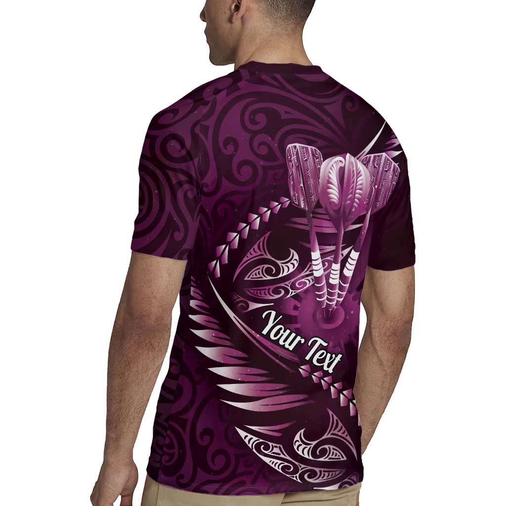 Personalised All Pink New Zealand Darts Rugby Jersey Aoteroa Fern Maori Galaxy Style LT14 - Polynesian Pride