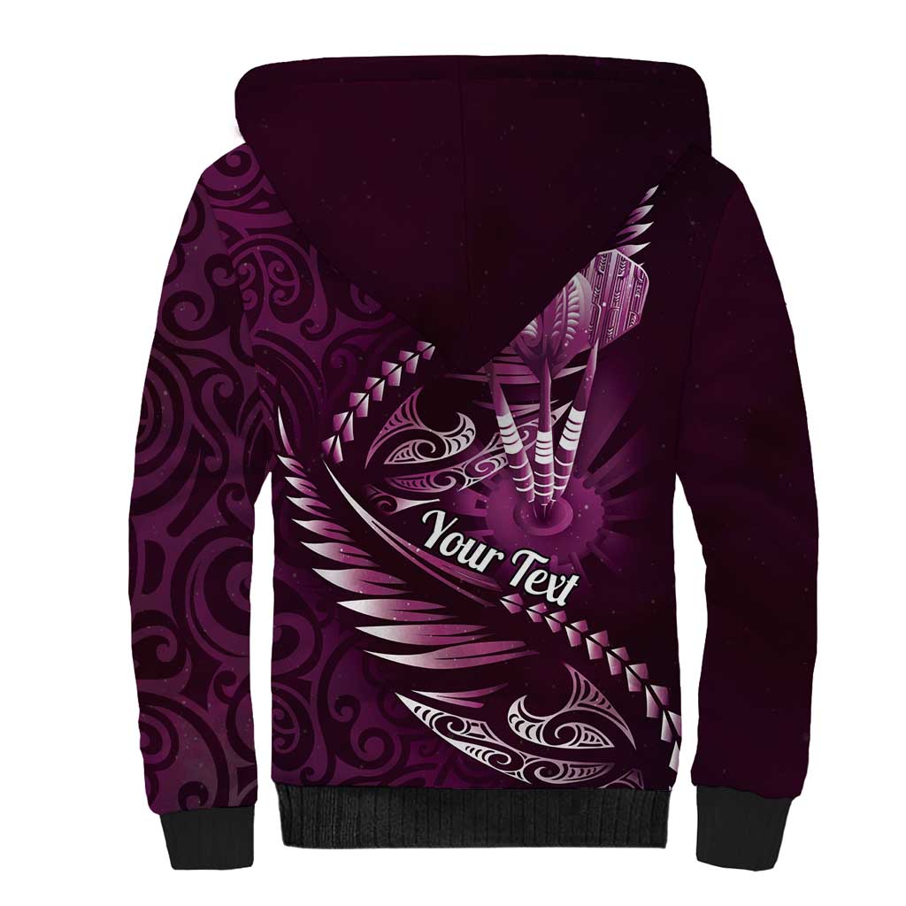 Personalised All Pink New Zealand Darts Sherpa Hoodie Aoteroa Fern Maori Galaxy Style LT14 - Polynesian Pride