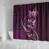 Personalised All Pink New Zealand Darts Shower Curtain Aoteroa Fern Maori Galaxy Style LT14 - Polynesian Pride