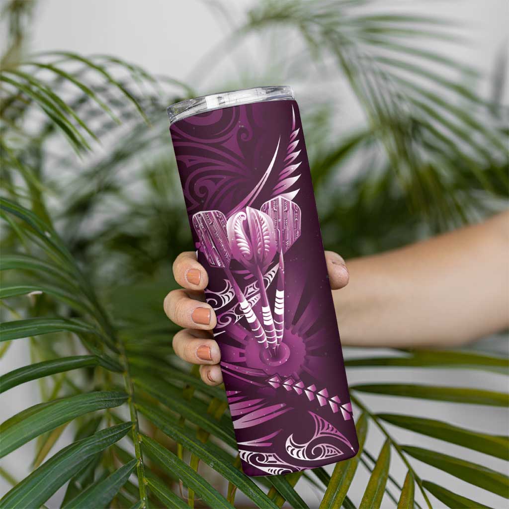 All Pink New Zealand Darts Skinny Tumbler Aoteroa Fern Maori Galaxy Style LT14 - Polynesian Pride