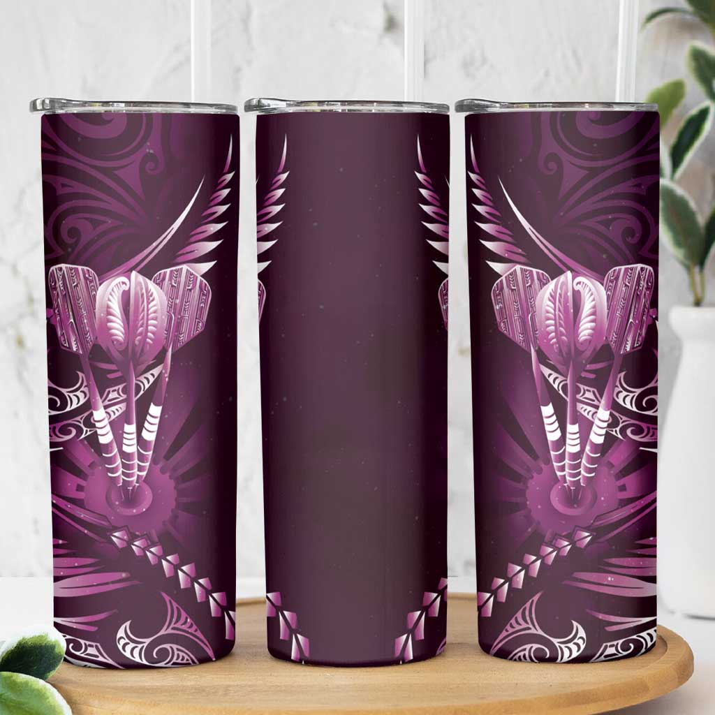 All Pink New Zealand Darts Skinny Tumbler Aoteroa Fern Maori Galaxy Style LT14 - Polynesian Pride