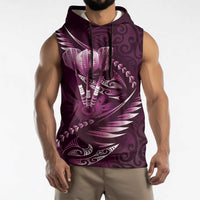 Personalised All Pink New Zealand Darts Sleeveless Hoodie Aoteroa Fern Maori Galaxy Style - Polynesian Pride