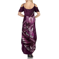 Personalised All Pink New Zealand Darts Summer Maxi Dress Aoteroa Fern Maori Galaxy Style LT14 - Polynesian Pride