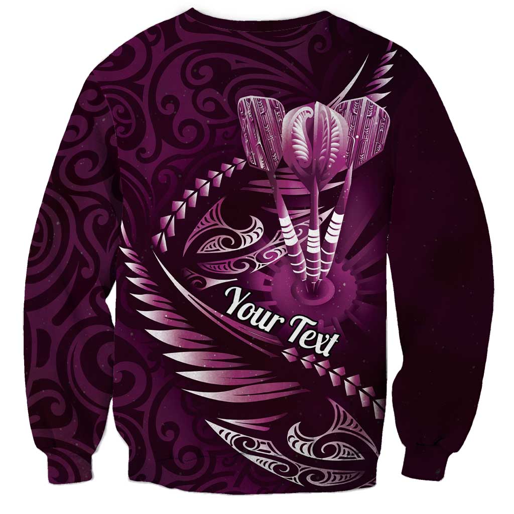 Personalised All Pink New Zealand Darts Sweatshirt Aoteroa Fern Maori Galaxy Style LT14 - Polynesian Pride