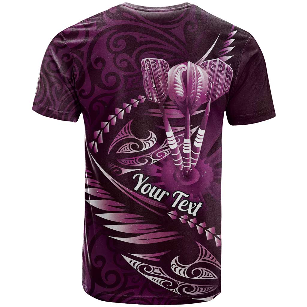 Personalised All Pink New Zealand Darts T Shirt Aoteroa Fern Maori Galaxy Style LT14 - Polynesian Pride