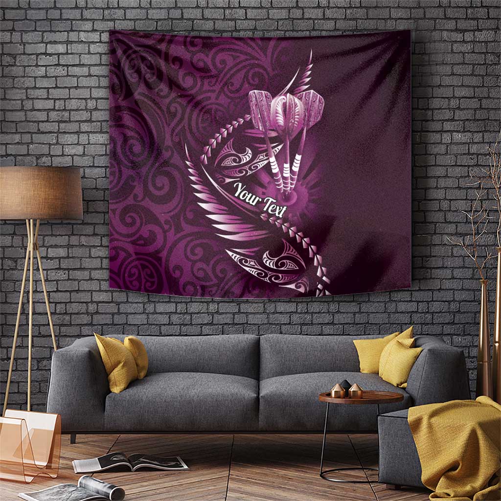 Personalised All Pink New Zealand Darts Tapestry Aoteroa Fern Maori Galaxy Style LT14 Pink - Polynesian Pride