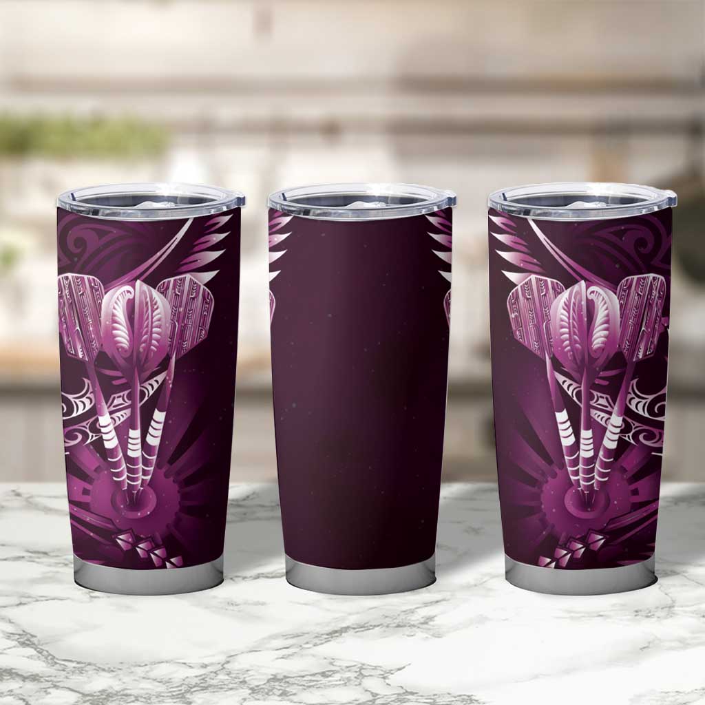All Pink New Zealand Darts Tumbler Cup Aoteroa Fern Maori Galaxy Style LT14 - Polynesian Pride