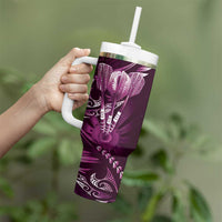All Pink New Zealand Darts Tumbler With Handle Aoteroa Fern Maori Galaxy Style LT14 - Polynesian Pride