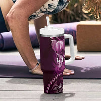All Pink New Zealand Darts Tumbler With Handle Aoteroa Fern Maori Galaxy Style LT14 - Polynesian Pride