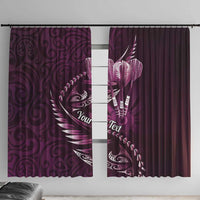 Personalised All Pink New Zealand Darts Window Curtain Aoteroa Fern Maori Galaxy Style LT14 With Hooks Pink - Polynesian Pride