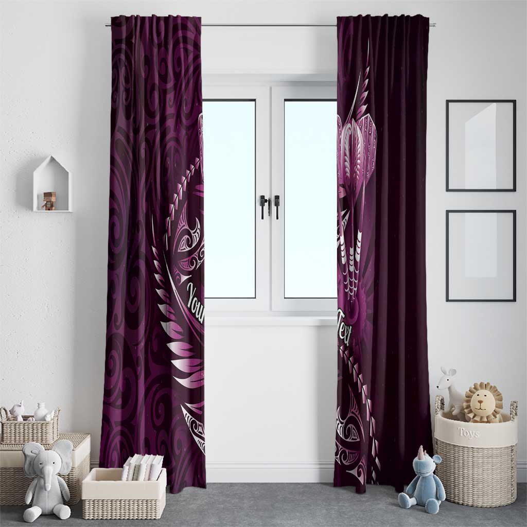 Personalised All Pink New Zealand Darts Window Curtain Aoteroa Fern Maori Galaxy Style LT14 - Polynesian Pride