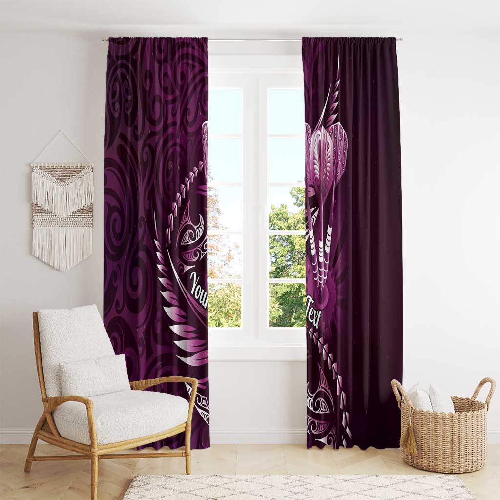 Personalised All Pink New Zealand Darts Window Curtain Aoteroa Fern Maori Galaxy Style LT14 - Polynesian Pride