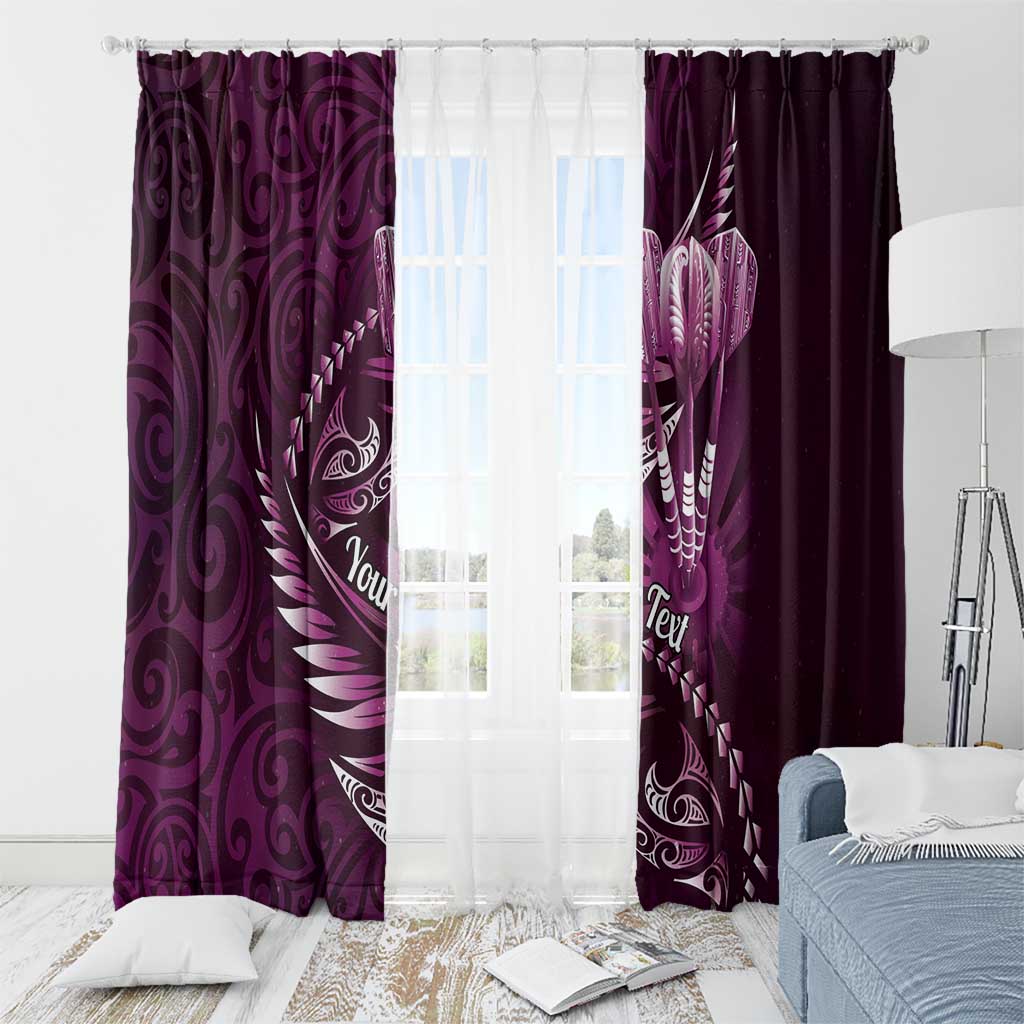 Personalised All Pink New Zealand Darts Window Curtain Aoteroa Fern Maori Galaxy Style LT14 - Polynesian Pride