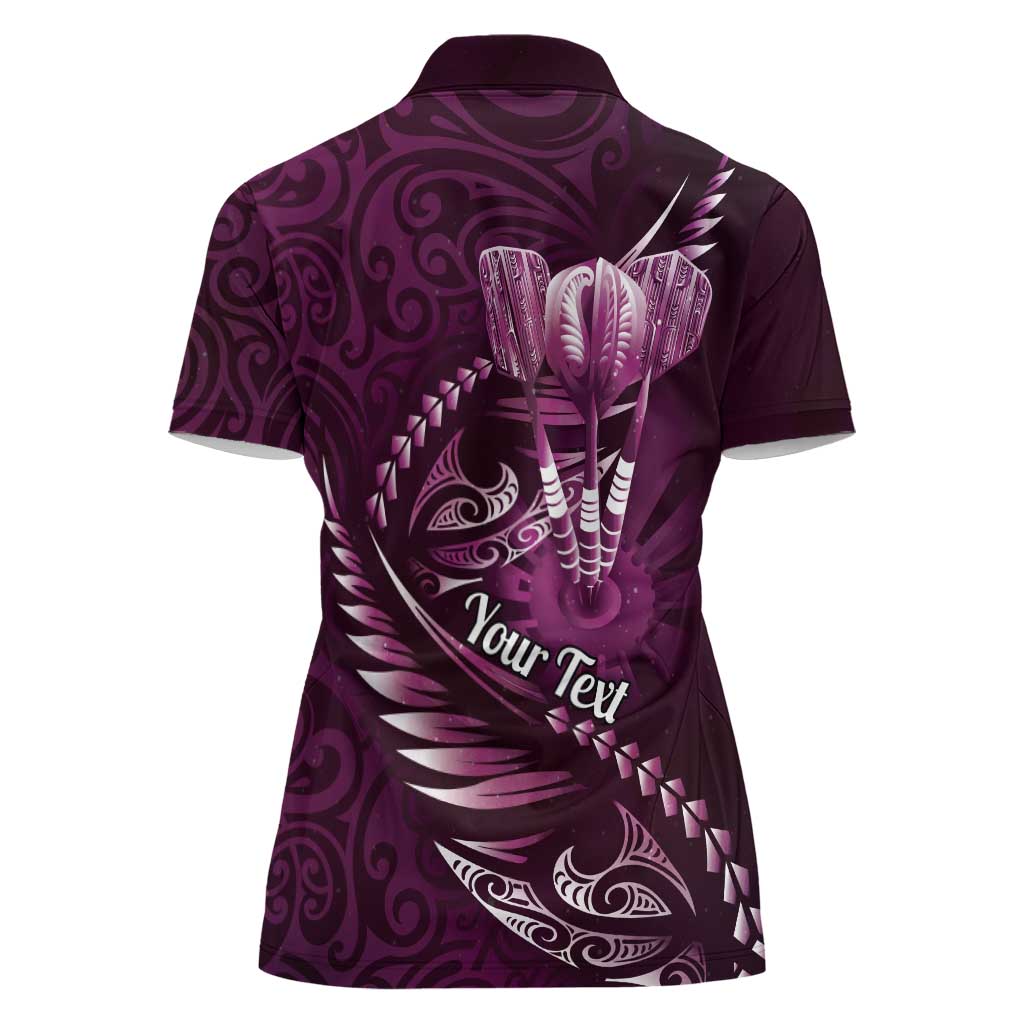 Personalised All Pink New Zealand Darts Women Polo Shirt Aoteroa Fern Maori Galaxy Style LT14 - Polynesian Pride