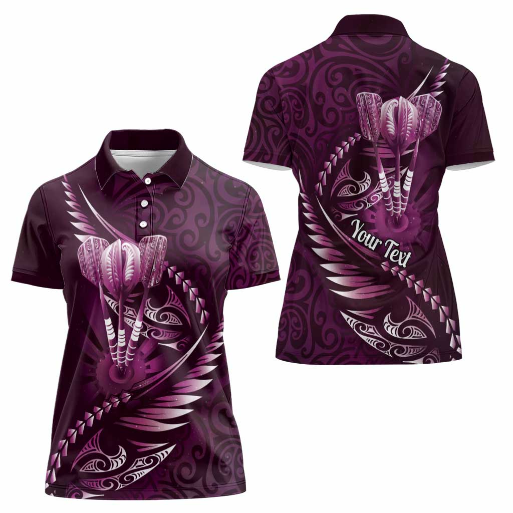 Personalised All Pink New Zealand Darts Women Polo Shirt Aoteroa Fern Maori Galaxy Style LT14 - Polynesian Pride