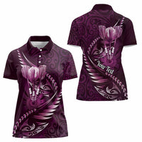 Personalised All Pink New Zealand Darts Women Polo Shirt Aoteroa Fern Maori Galaxy Style LT14 - Polynesian Pride
