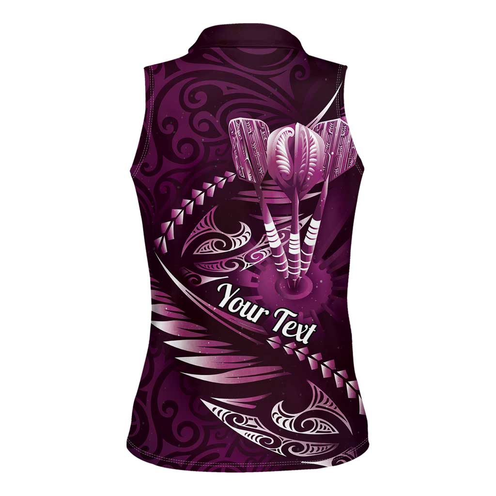 Personalised All Pink New Zealand Darts Women Sleeveless Polo Shirt Aoteroa Fern Maori Galaxy Style LT14 - Polynesian Pride