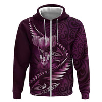 Personalised All Pink New Zealand Darts Zip Hoodie Aoteroa Fern Maori Galaxy Style LT14 Zip Hoodie Pink - Polynesian Pride