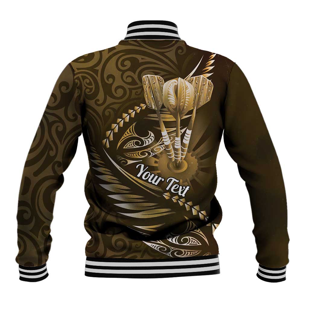 Personalised All Gold New Zealand Darts Baseball Jacket Aoteroa Fern Maori Galaxy Style LT14 - Polynesian Pride