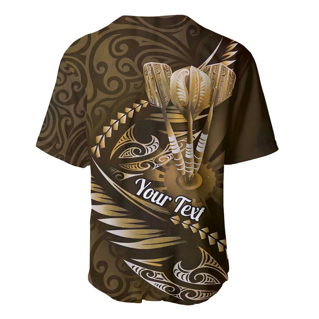 Personalised All Gold New Zealand Darts Baseball Jersey Aoteroa Fern Maori Galaxy Style LT14 - Polynesian Pride