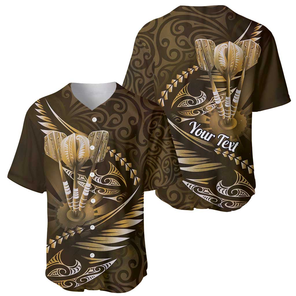 Personalised All Gold New Zealand Darts Baseball Jersey Aoteroa Fern Maori Galaxy Style LT14 - Polynesian Pride