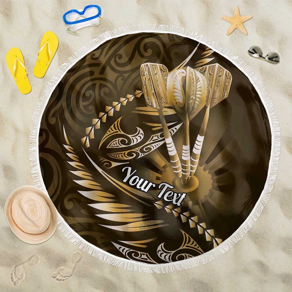 Personalised All Gold New Zealand Darts Beach Blanket Aoteroa Fern Maori Galaxy Style LT14 One Size 150cm Gold - Polynesian Pride