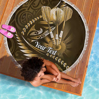 Personalised All Gold New Zealand Darts Beach Blanket Aoteroa Fern Maori Galaxy Style LT14 - Polynesian Pride
