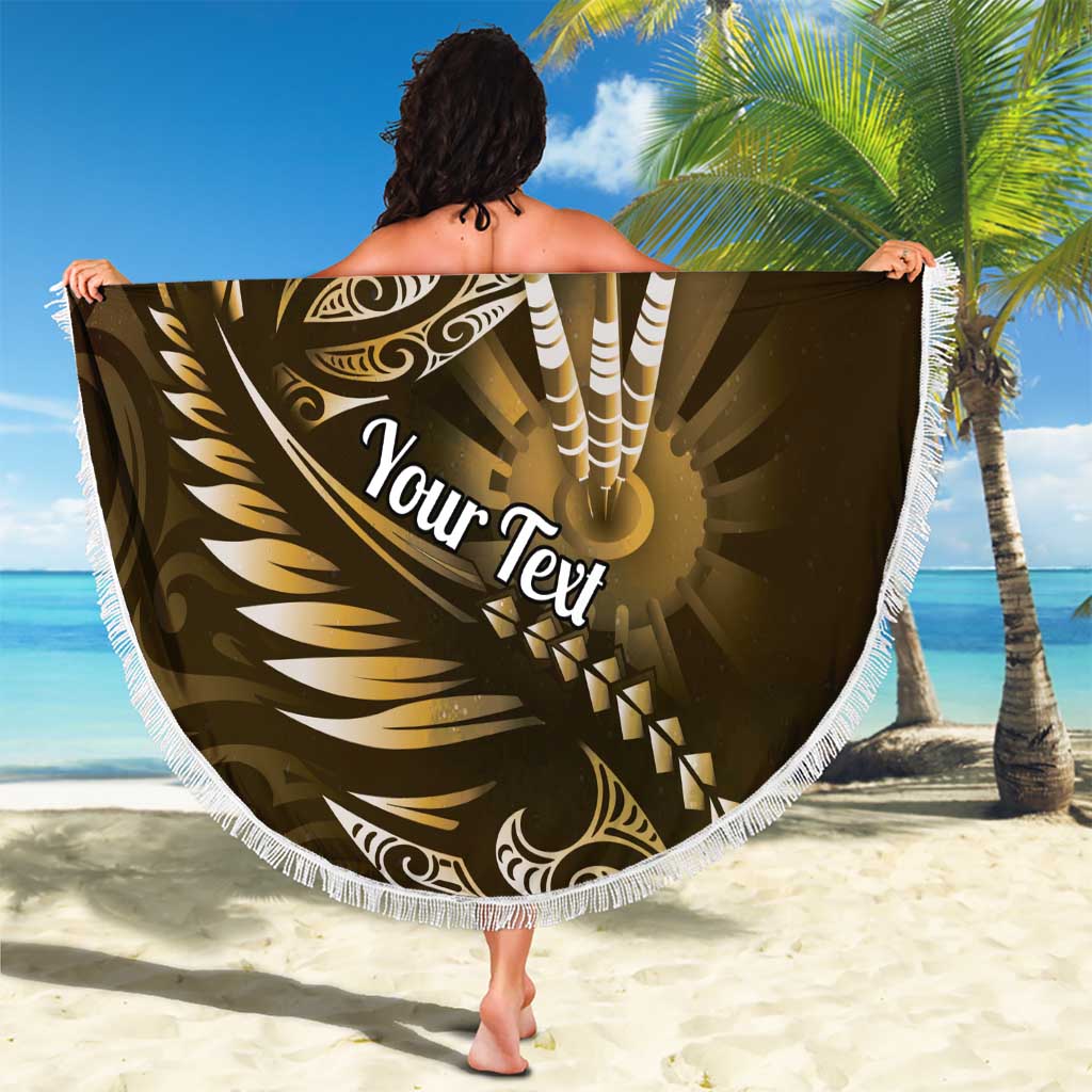 Personalised All Gold New Zealand Darts Beach Blanket Aoteroa Fern Maori Galaxy Style LT14 - Polynesian Pride