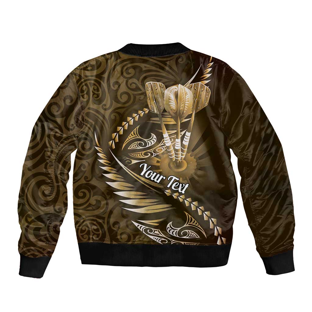 Personalised All Gold New Zealand Darts Bomber Jacket Aoteroa Fern Maori Galaxy Style LT14 - Polynesian Pride