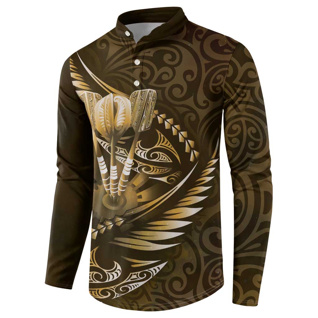 Personalised All Gold New Zealand Darts Button Sweatshirt Aoteroa Fern Maori Galaxy Style LT14 - Polynesian Pride