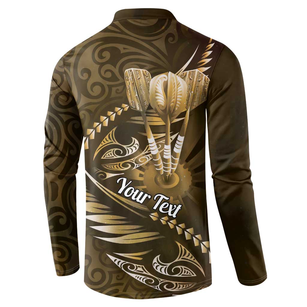 Personalised All Gold New Zealand Darts Button Sweatshirt Aoteroa Fern Maori Galaxy Style LT14 - Polynesian Pride