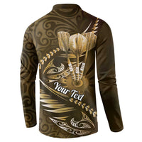 Personalised All Gold New Zealand Darts Button Sweatshirt Aoteroa Fern Maori Galaxy Style LT14 - Polynesian Pride