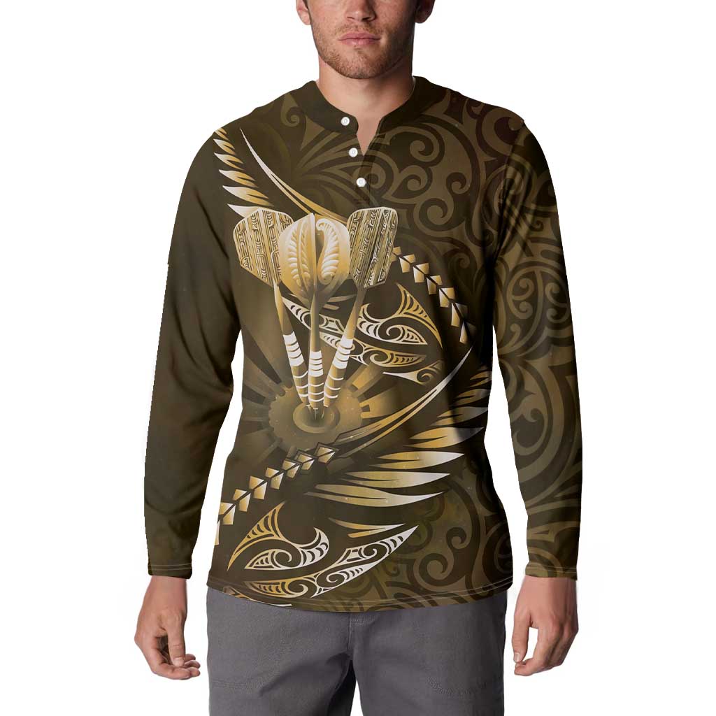 Personalised All Gold New Zealand Darts Button Sweatshirt Aoteroa Fern Maori Galaxy Style LT14 - Polynesian Pride