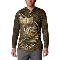 Personalised All Gold New Zealand Darts Button Sweatshirt Aoteroa Fern Maori Galaxy Style LT14 - Polynesian Pride