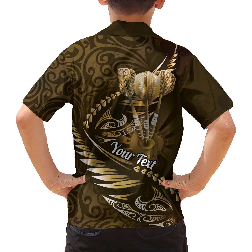 Personalised All Gold New Zealand Darts Family Matching Tank Maxi Dress and Hawaiian Shirt Aoteroa Fern Maori Galaxy Style LT14 - Polynesian Pride