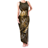 Personalised All Gold New Zealand Darts Family Matching Tank Maxi Dress and Hawaiian Shirt Aoteroa Fern Maori Galaxy Style LT14 Mom's Dress Gold - Polynesian Pride