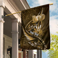 Personalised All Gold New Zealand Darts Garden Flag Aoteroa Fern Maori Galaxy Style LT14 House Flag Gold - Polynesian Pride