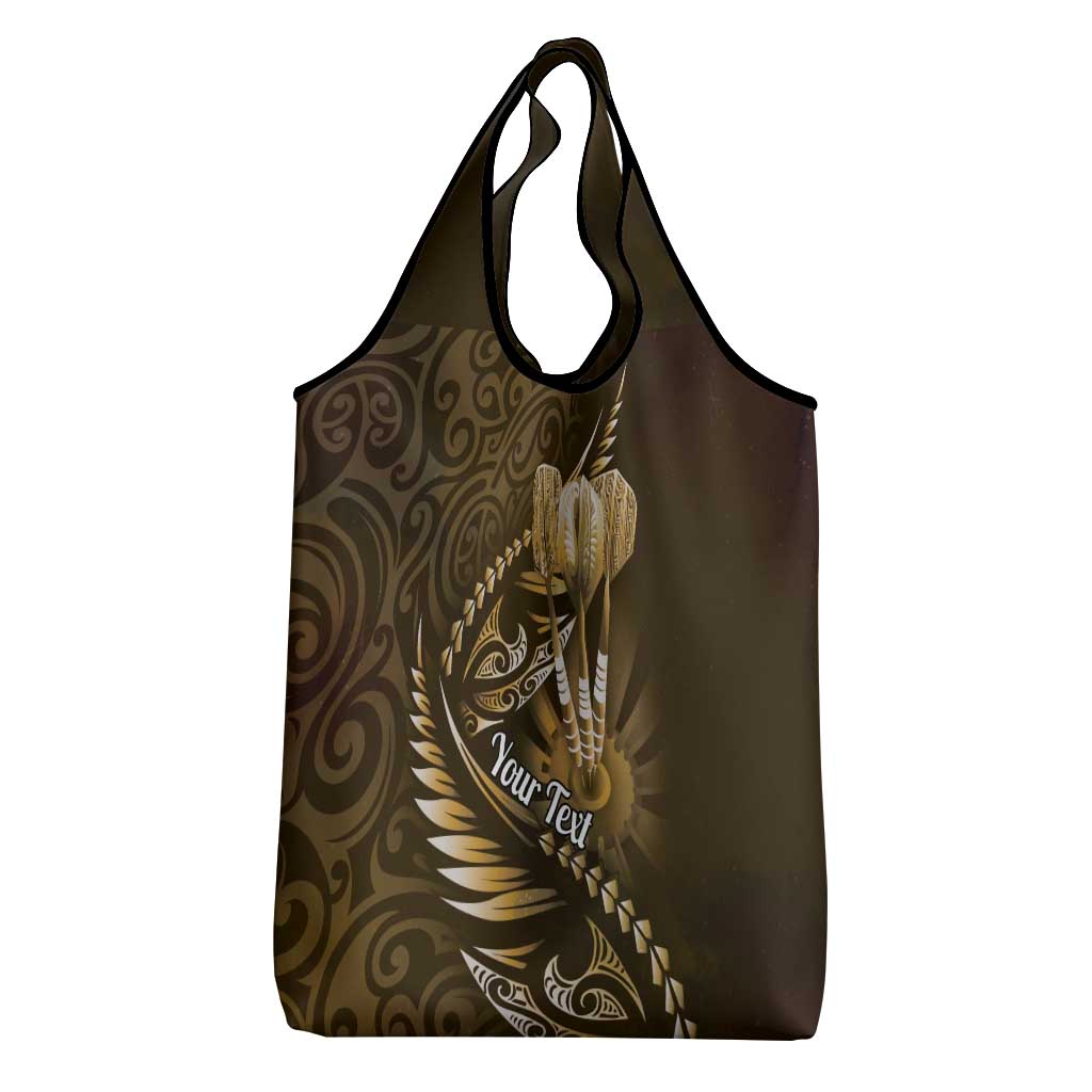 Personalised All Gold New Zealand Darts Grocery Bag Aoteroa Fern Maori Galaxy Style LT14 - Polynesian Pride