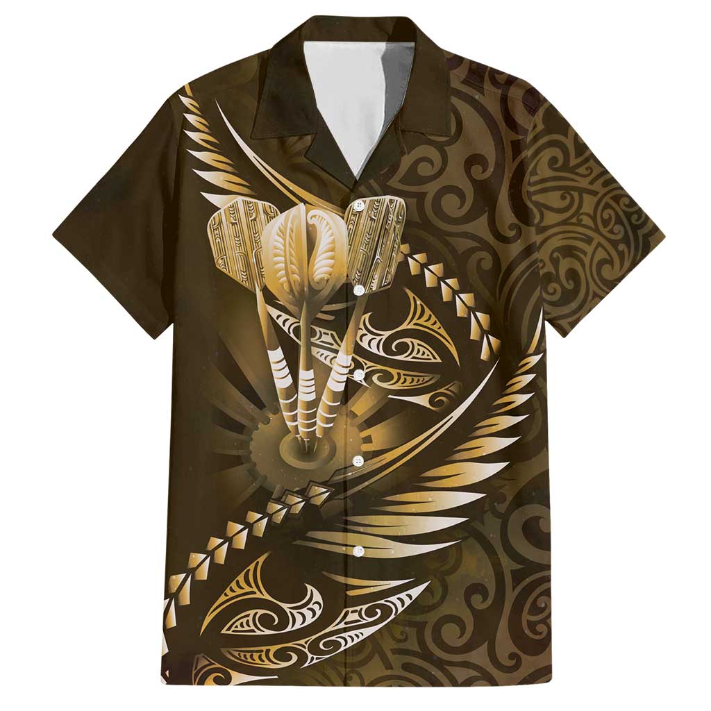 Personalised All Gold New Zealand Darts Hawaiian Shirt Aoteroa Fern Maori Galaxy Style LT14 Gold - Polynesian Pride