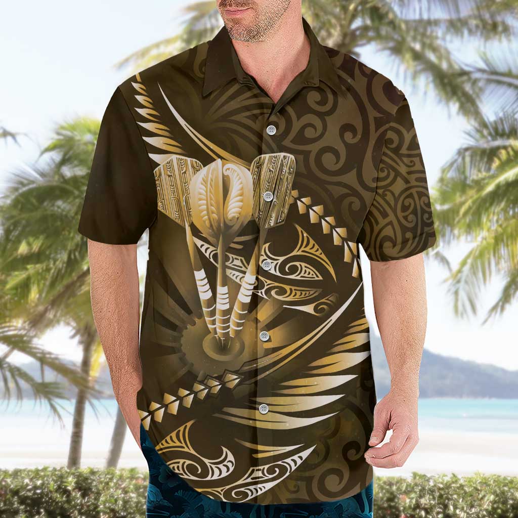 Personalised All Gold New Zealand Darts Hawaiian Shirt Aoteroa Fern Maori Galaxy Style LT14 - Polynesian Pride