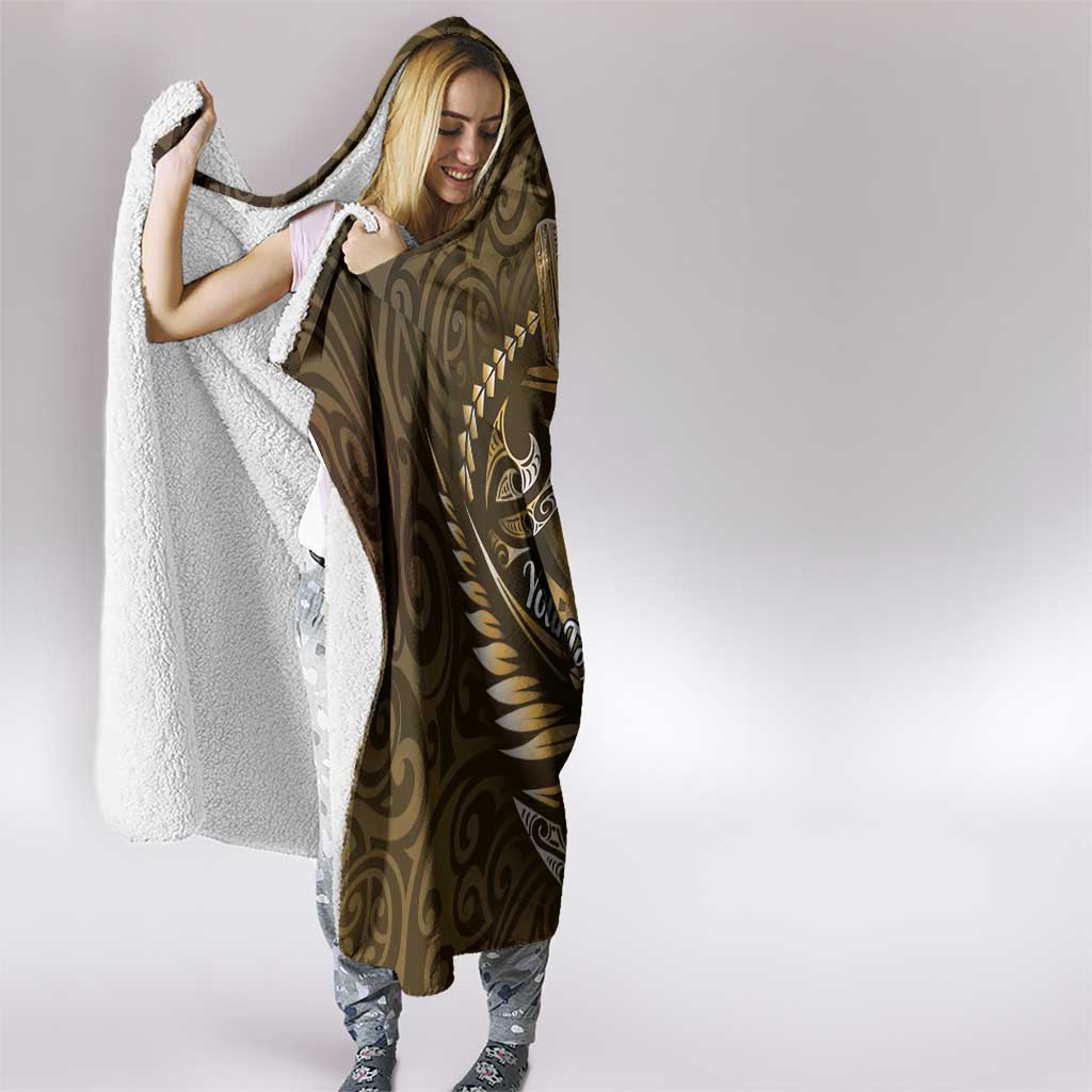Personalised All Gold New Zealand Darts Hooded Blanket Aoteroa Fern Maori Galaxy Style LT14 - Polynesian Pride