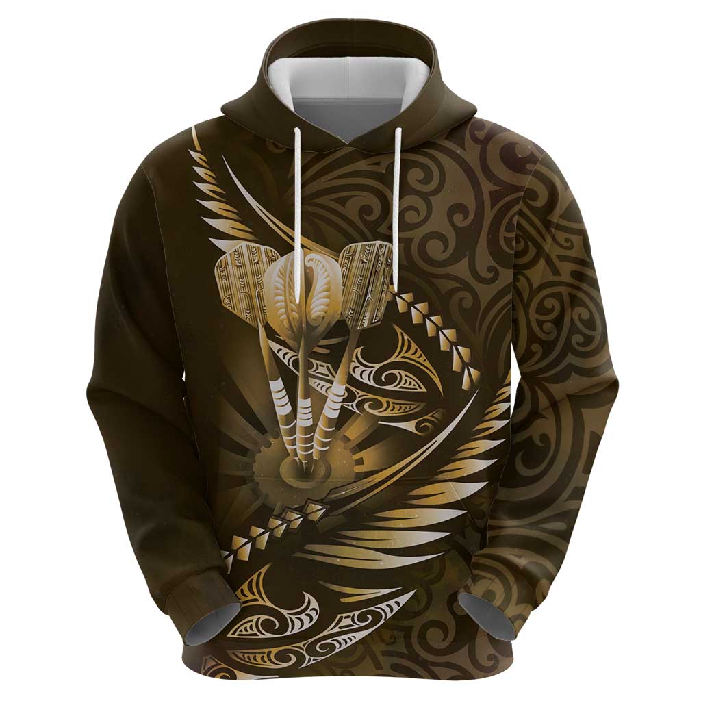 Personalised All Gold New Zealand Darts Hoodie Aoteroa Fern Maori Galaxy Style