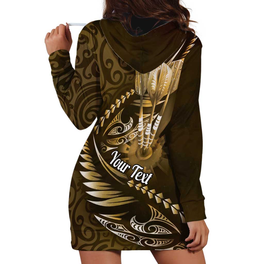 Personalised All Gold New Zealand Darts Hoodie Dress Aoteroa Fern Maori Galaxy Style LT14 - Polynesian Pride