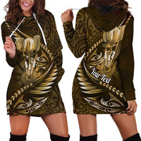 Personalised All Gold New Zealand Darts Hoodie Dress Aoteroa Fern Maori Galaxy Style LT14 - Polynesian Pride