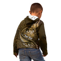 Personalised All Gold New Zealand Darts Kid Hoodie Aoteroa Fern Maori Galaxy Style LT14 - Polynesian Pride