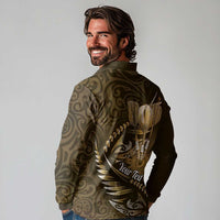Personalised All Gold New Zealand Darts Long Sleeve Polo Shirt Aoteroa Fern Maori Galaxy Style LT14 - Polynesian Pride