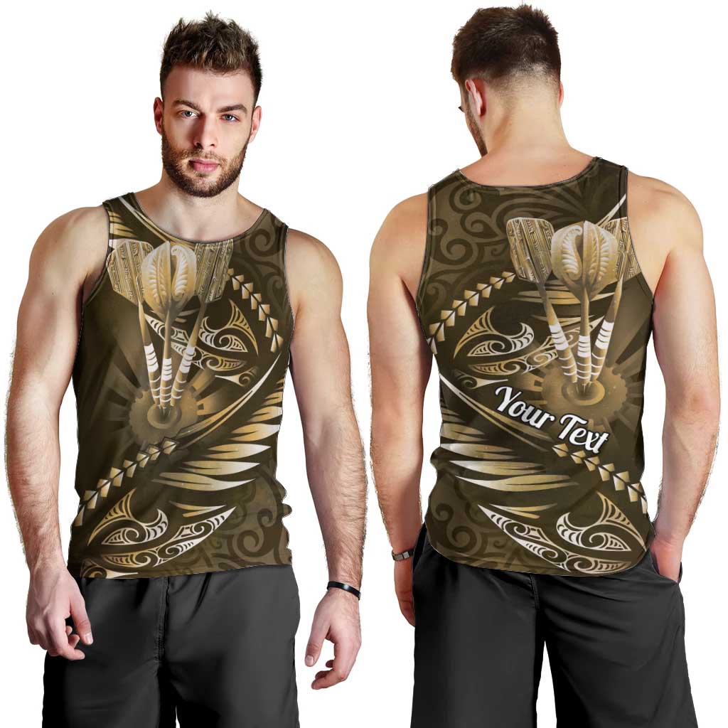 Personalised All Gold New Zealand Darts Men Tank Top Aoteroa Fern Maori Galaxy Style LT14 - Polynesian Pride